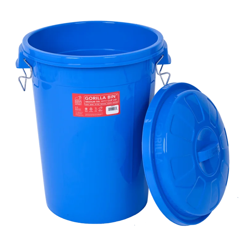 Red Gorilla bin with clip lid 50L