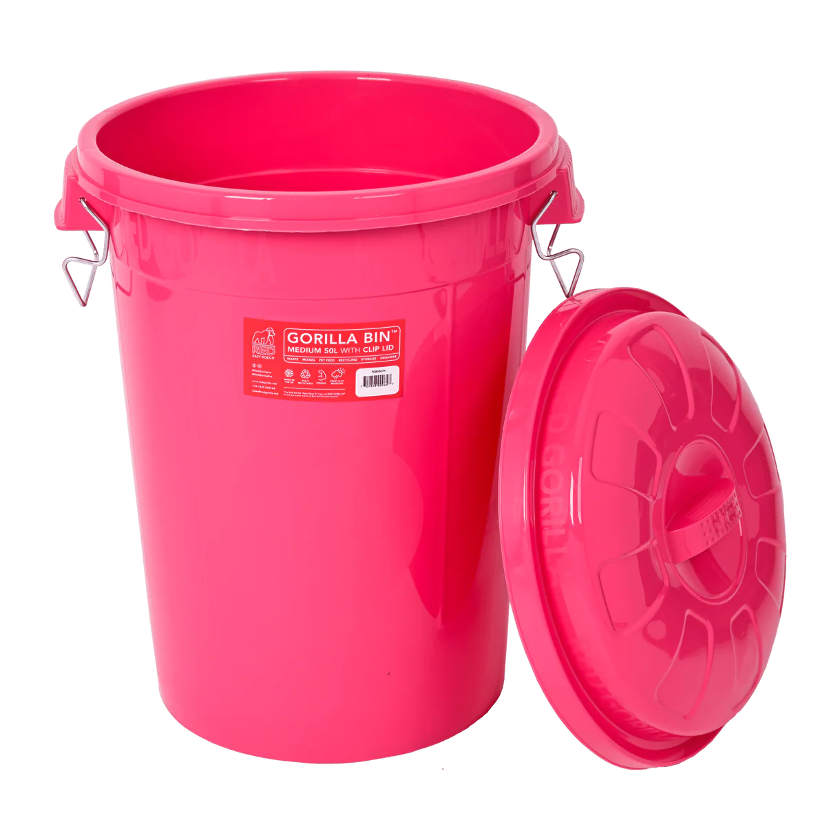 Red Gorilla bin with clip lid 50L - Image 2
