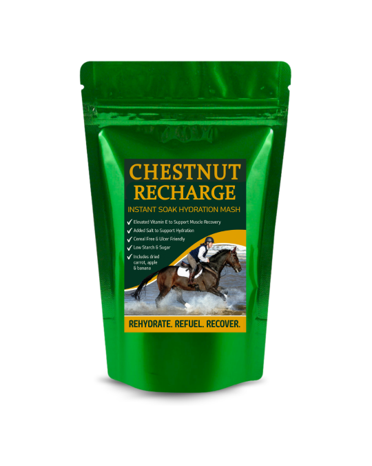 Chestnut Horse feeds Recharge Mash